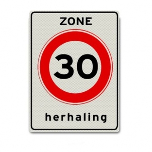 VERKEERSBORD A01-30-ZH HERHALING 30 KM ZONE